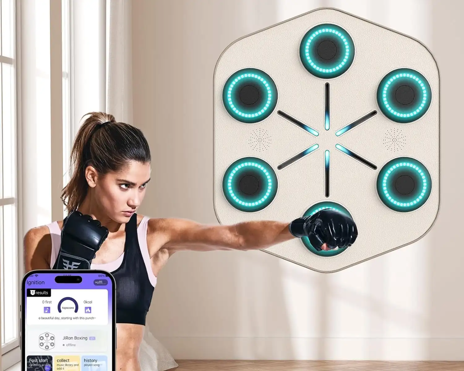 This Smart Music Boxing Machine comes with rhythm-syncing music - This Smart Music Boxing Machine comes with rhythm syncing music and lights to boost your workout fun and coordination This Smart Music Boxing Machine comes with rhythm-syncing music
