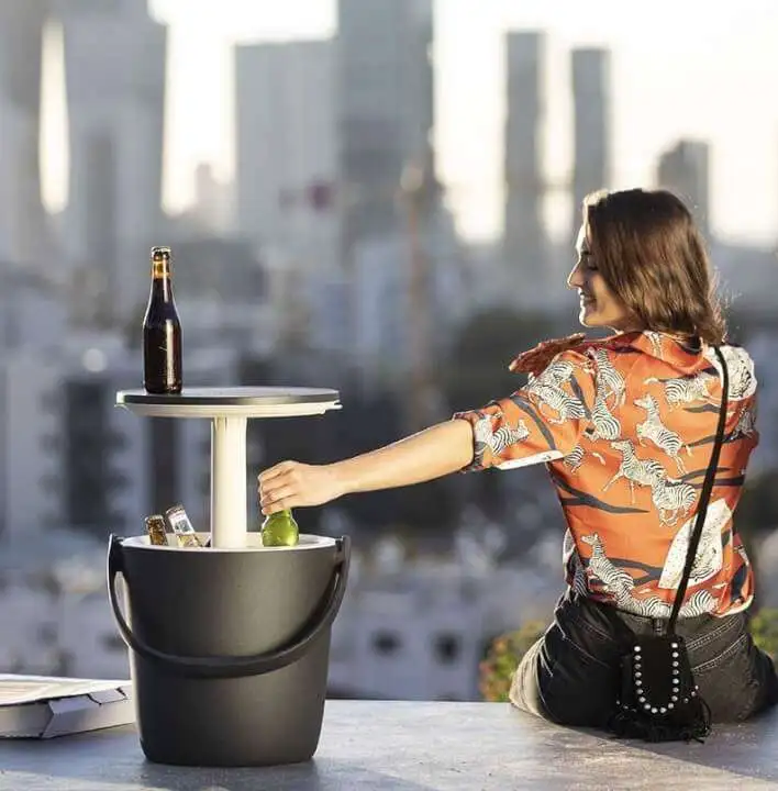 Beverages Cooler With Pop Up Table on Top