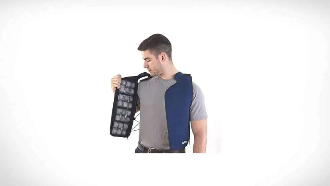 This Ice Vest Keeps You Cool with 96 Ice Cubes - FlexiFreeze Ice Vest Personal Cooling Cold Vest for Heat Relief Navy FlexiFreeze Ice Vest - Personal Cooling Cold Vest for Heat Relief, Navy