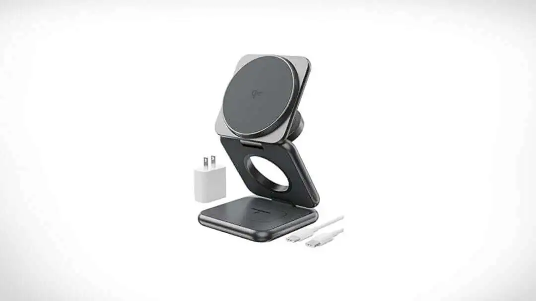 Foldable 3 in 1 Charging Station, Qi2 Certified 15W Magnetic Wireless Charger Stand, X40Q Aluminum Alloy Travel Charger for iPhone 16/15/14, 5W for Apple Watch, AirPods, Gray