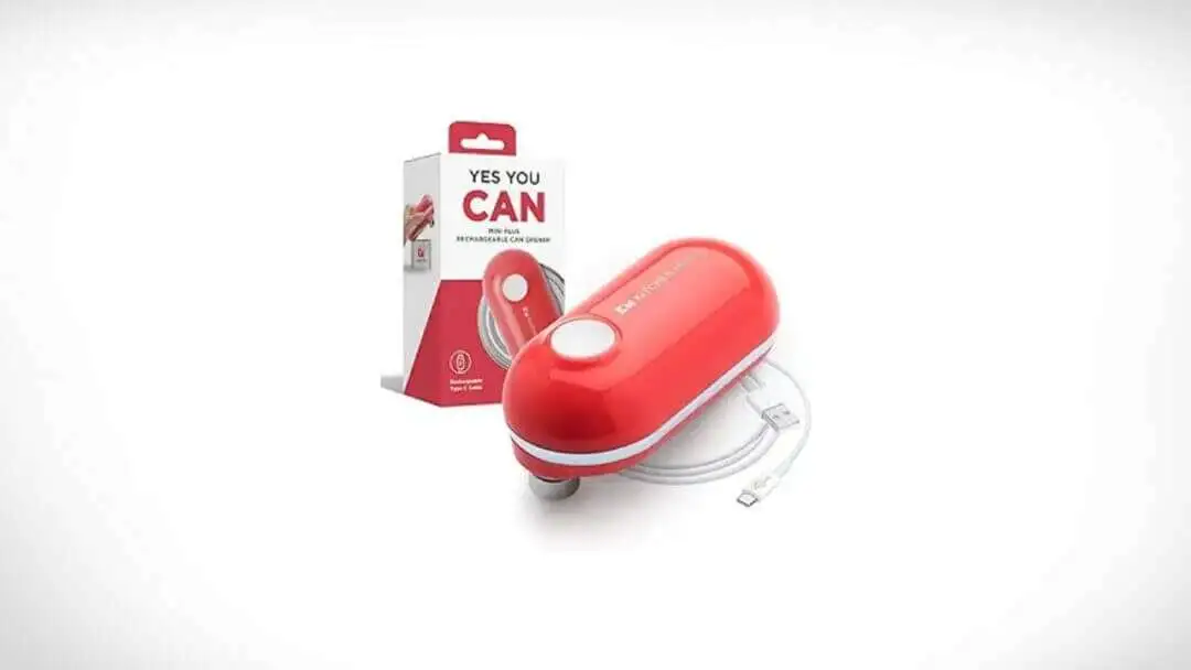 Kitchen Mama Mini Plus Rechargeable Electric Can Opener: Compact, Type-C Charging, Hands-Free, Auto Shut-Off, Smooth Edge, Food-Safe – Ideal for Home, Travel, and Seniors with Arthritis (Red)