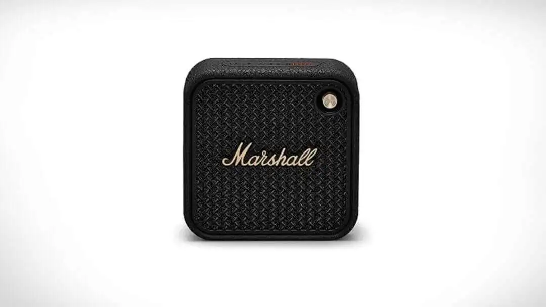 This Marshall Willen II Speaker comes with 17+ hours of playtime and IP67 water resistance - Marshall Willen II Bluetooth Portable Speaker Black Brass Marshall Willen II Bluetooth Portable Speaker - Black & Brass