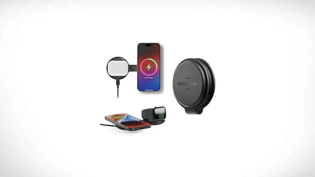 Native Union Voyage 2-in-1 Magnetic Wireless Charger – Foldable Travel Charging Station for iPhone 16, AirPods, Apple Watch & Multiple Devices – Qi2 Certified & MagSafe Compatible up to 15W (Black)