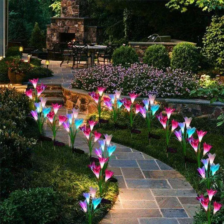 Solar-Powered Lily Garden Lights - Solar Powered Lily Garden Lights Solar Powered Lily Garden Lights