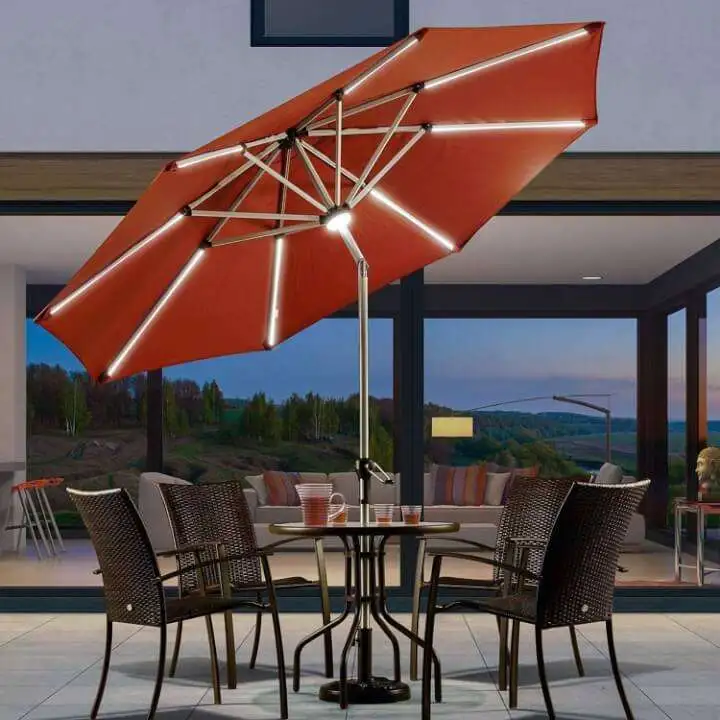 Solar powered umbrella sun shade