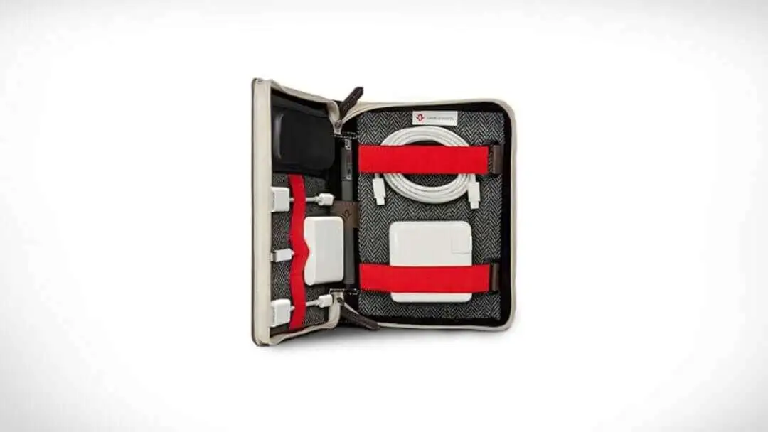 This Leather CaddySack Keeps Your Cables Organized - Twelve South BookBook CaddySack Full Grain Leather Travel Tote for Chargers Cables adapters Twelve South BookBook CaddySack | Full-Grain Leather Travel Tote for Chargers, Cables & adapters