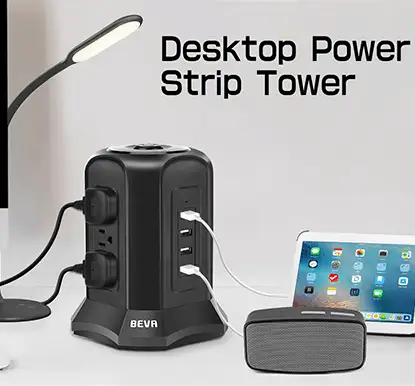 Space-Saving Power Strip Tower to Power/Charge Multiple Devices - nondwadwda nondwadwda